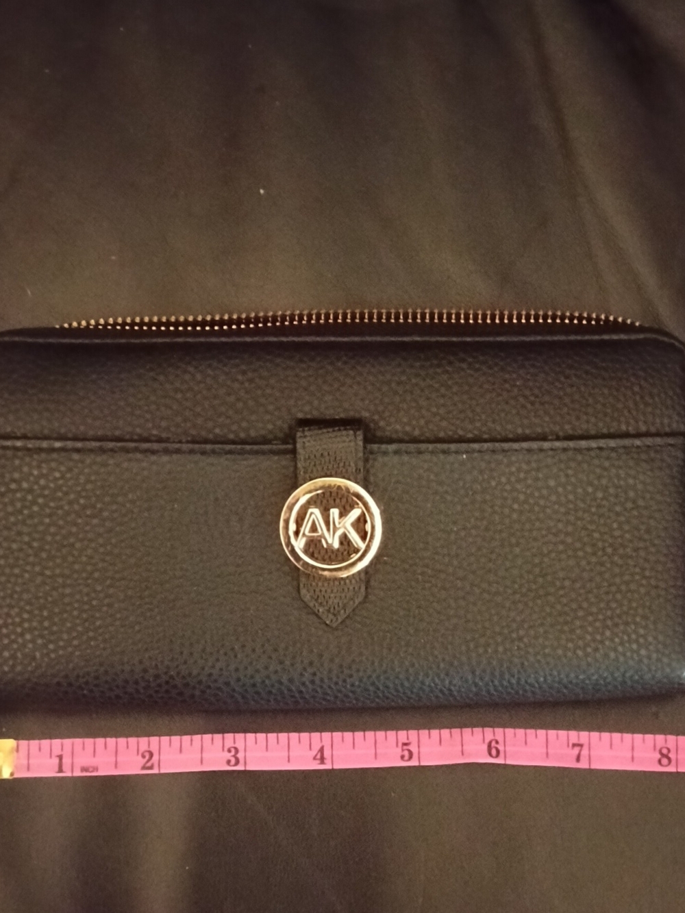 Anne Klein Black Pebble Leather Zip Wallet NWOT
